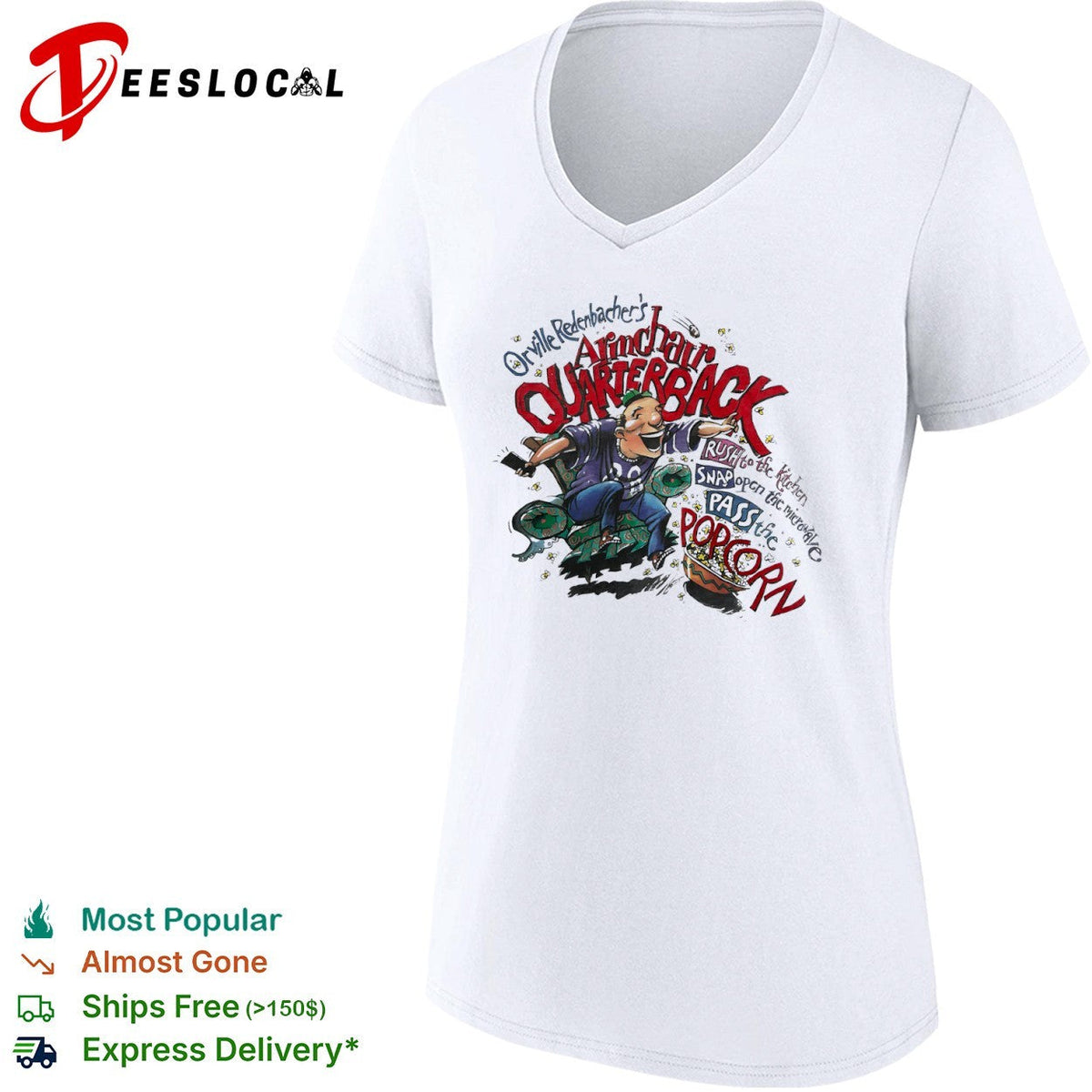 Orville Redenbacher Armchair Quarterback Rush to the kitchen Snap open microwave shirt Unisex