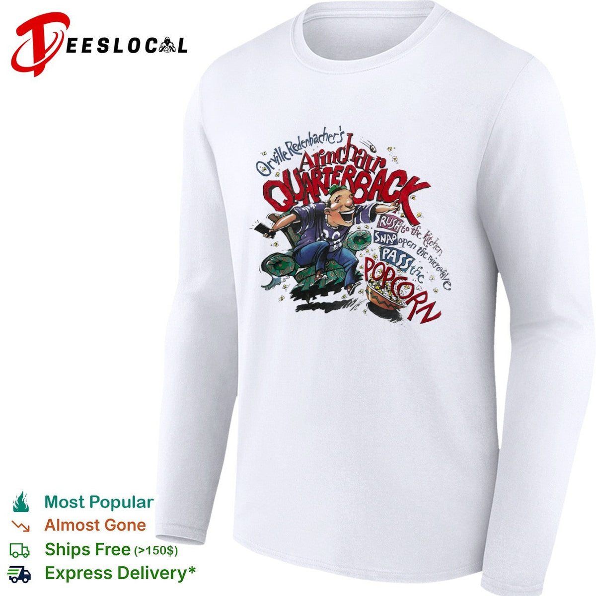 Orville Redenbacher Armchair Quarterback Rush to the kitchen Snap open microwave shirt Unisex