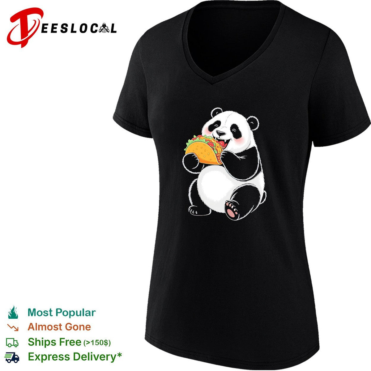Panda eating taco shirt Unisex