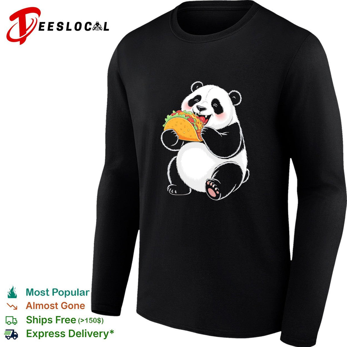 Panda eating taco shirt Unisex