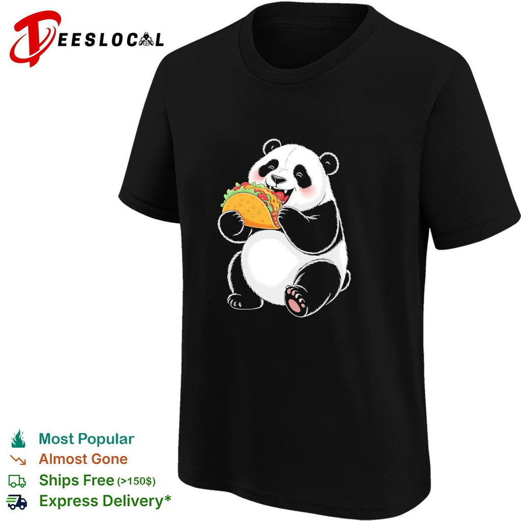 Panda eating taco shirt Unisex