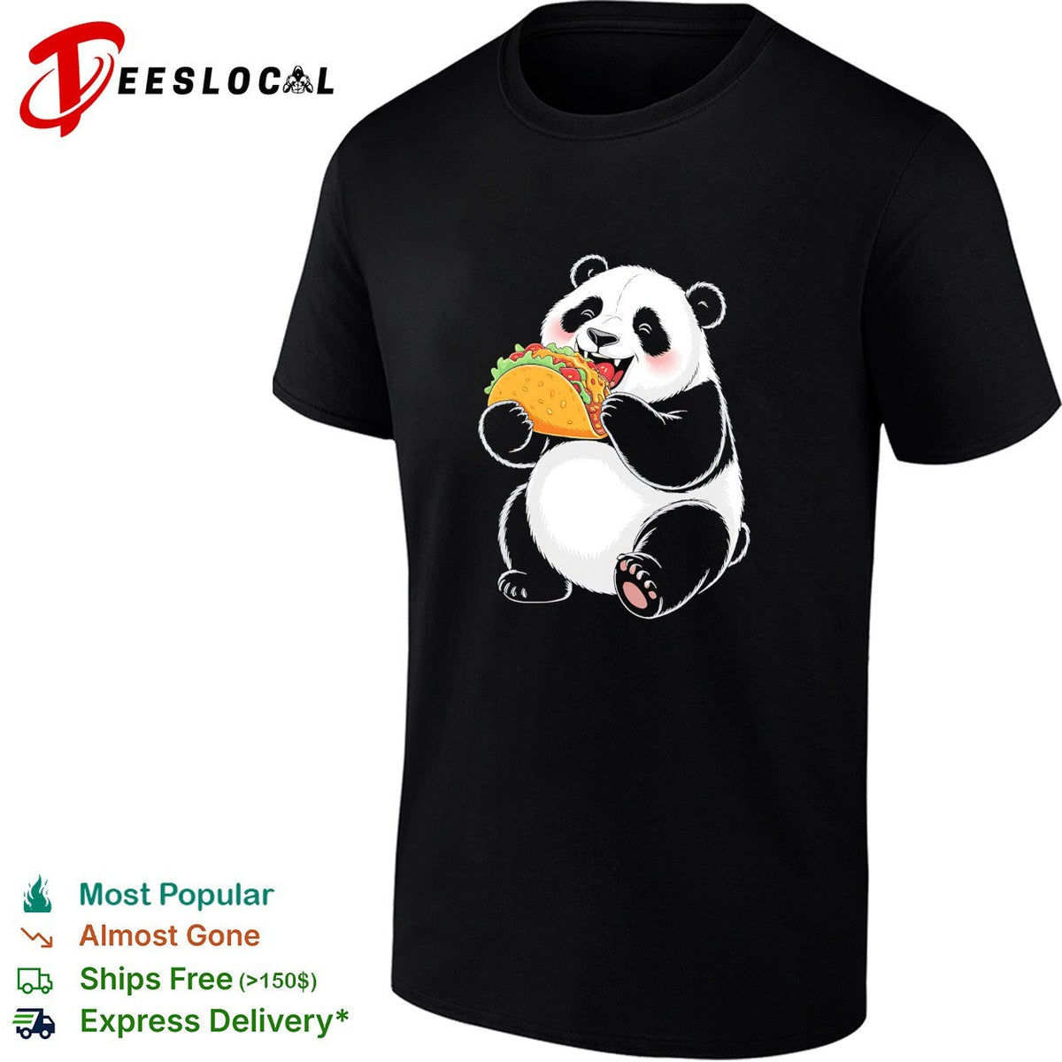 Panda eating taco shirt Unisex