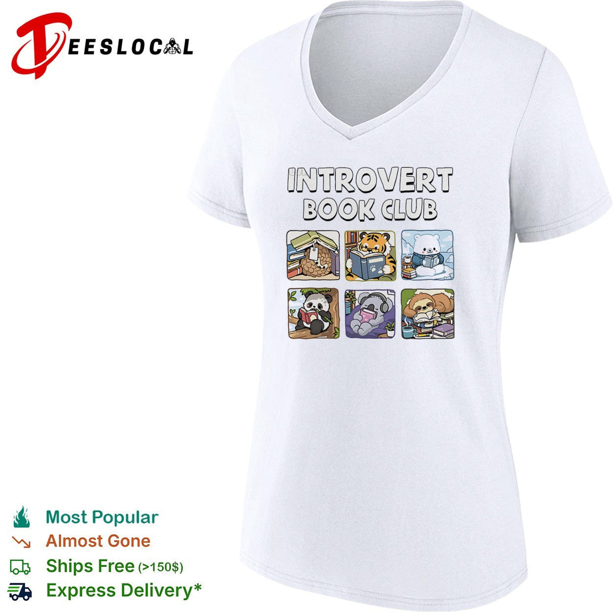 Pangolin panda tiger polar bear koala and sloth introvert book club shirt Unisex