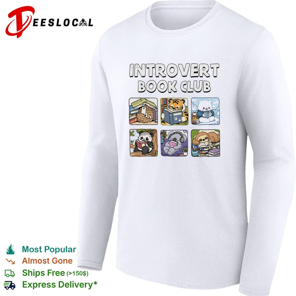 Pangolin panda tiger polar bear koala and sloth introvert book club shirt Unisex