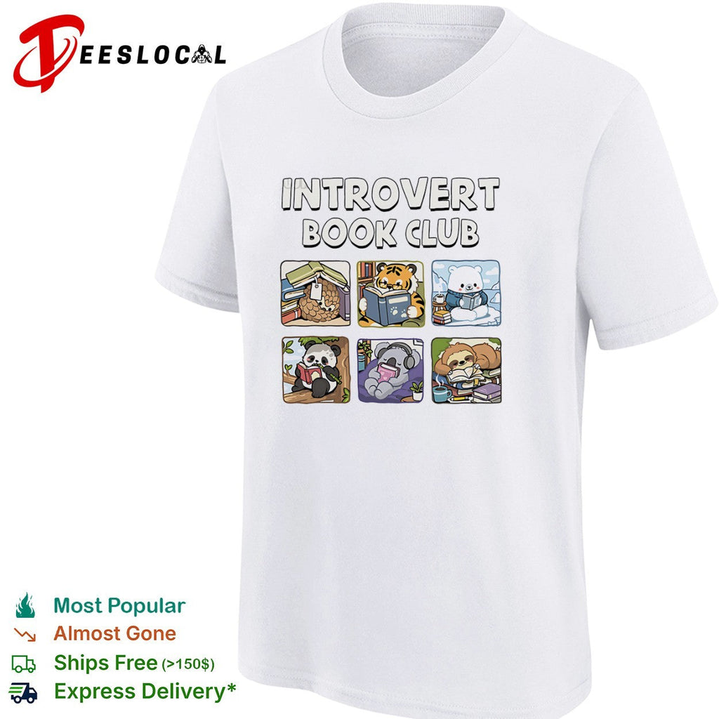 Pangolin panda tiger polar bear koala and sloth introvert book club shirt Unisex