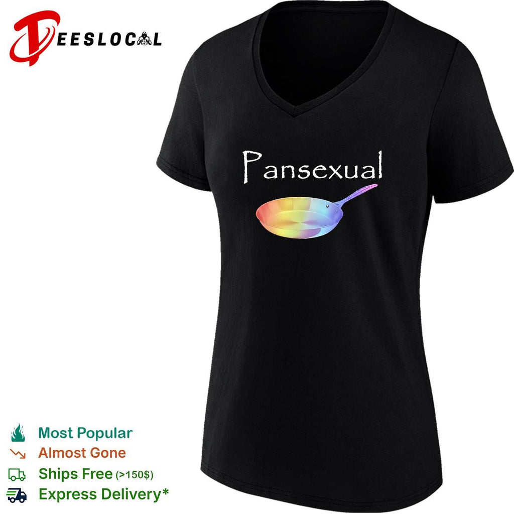 Pansexual frying pan with LGBT flag pattern shirt Unisex