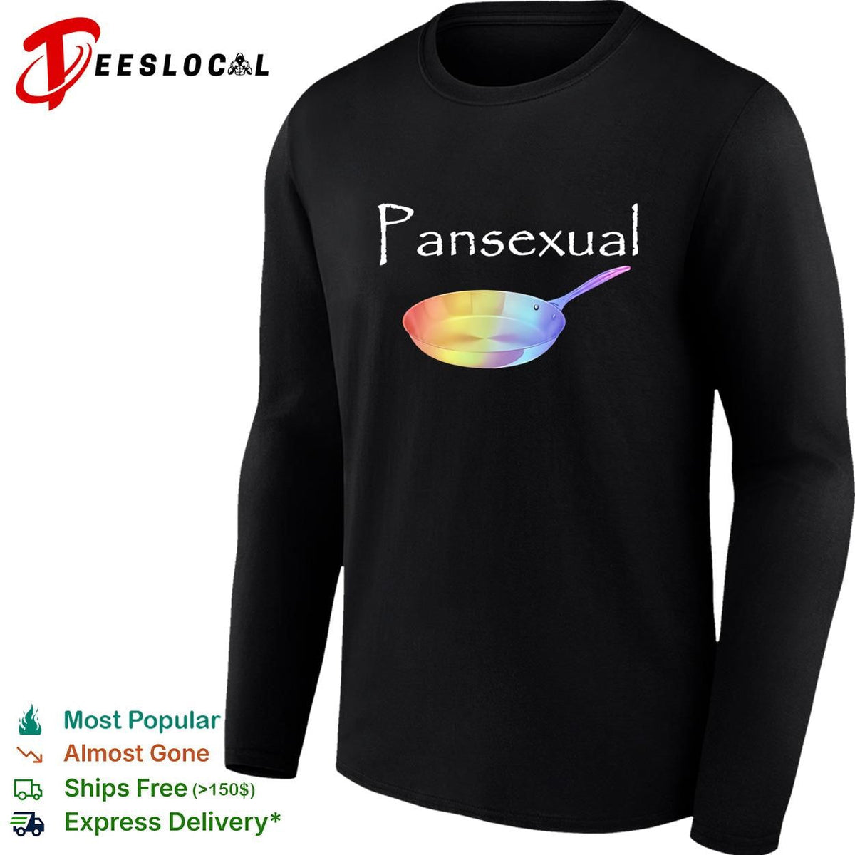Pansexual frying pan with LGBT flag pattern shirt Unisex