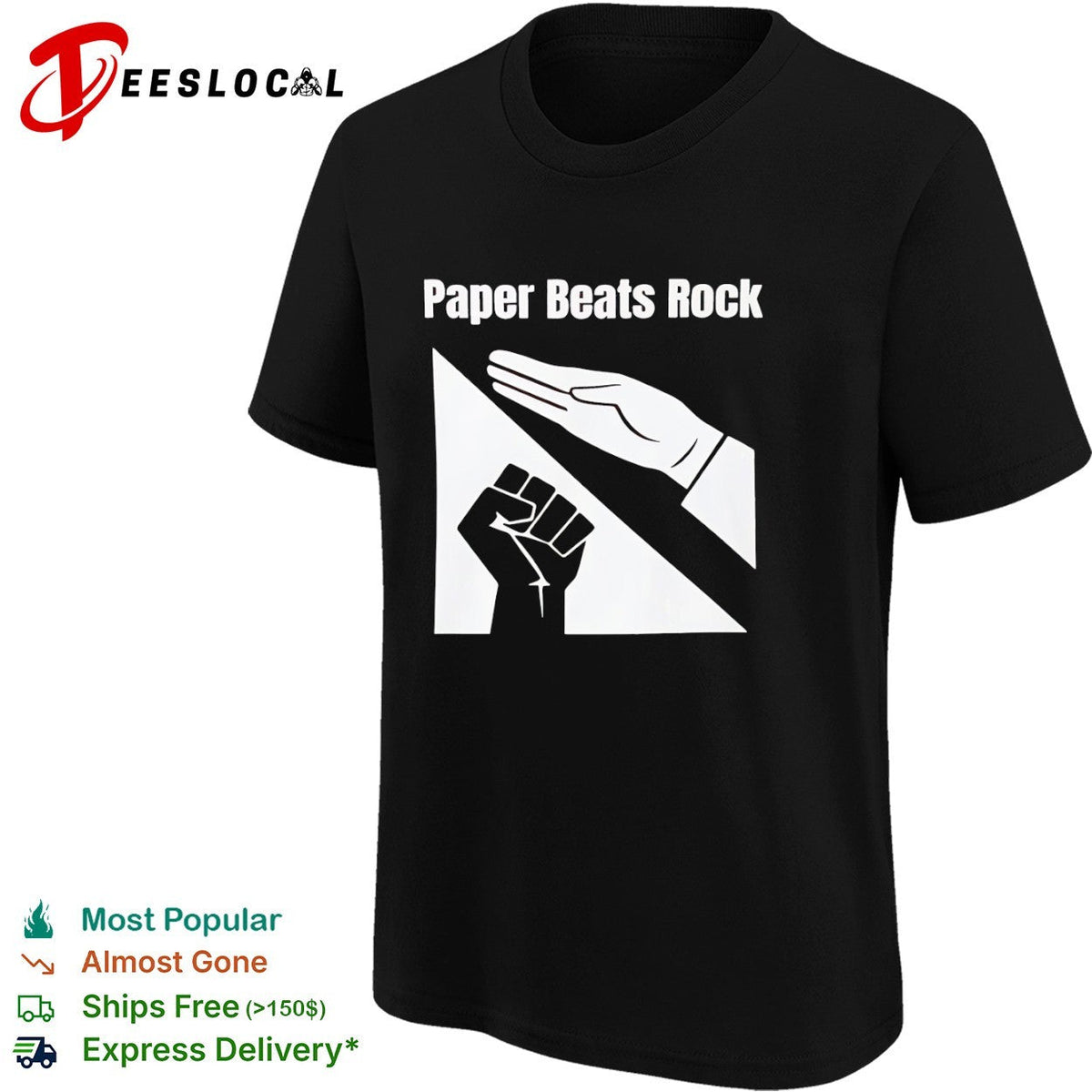 Paper Beats Rock Rock Paper Scissors Hand Gesture Fist Game shirt Unisex