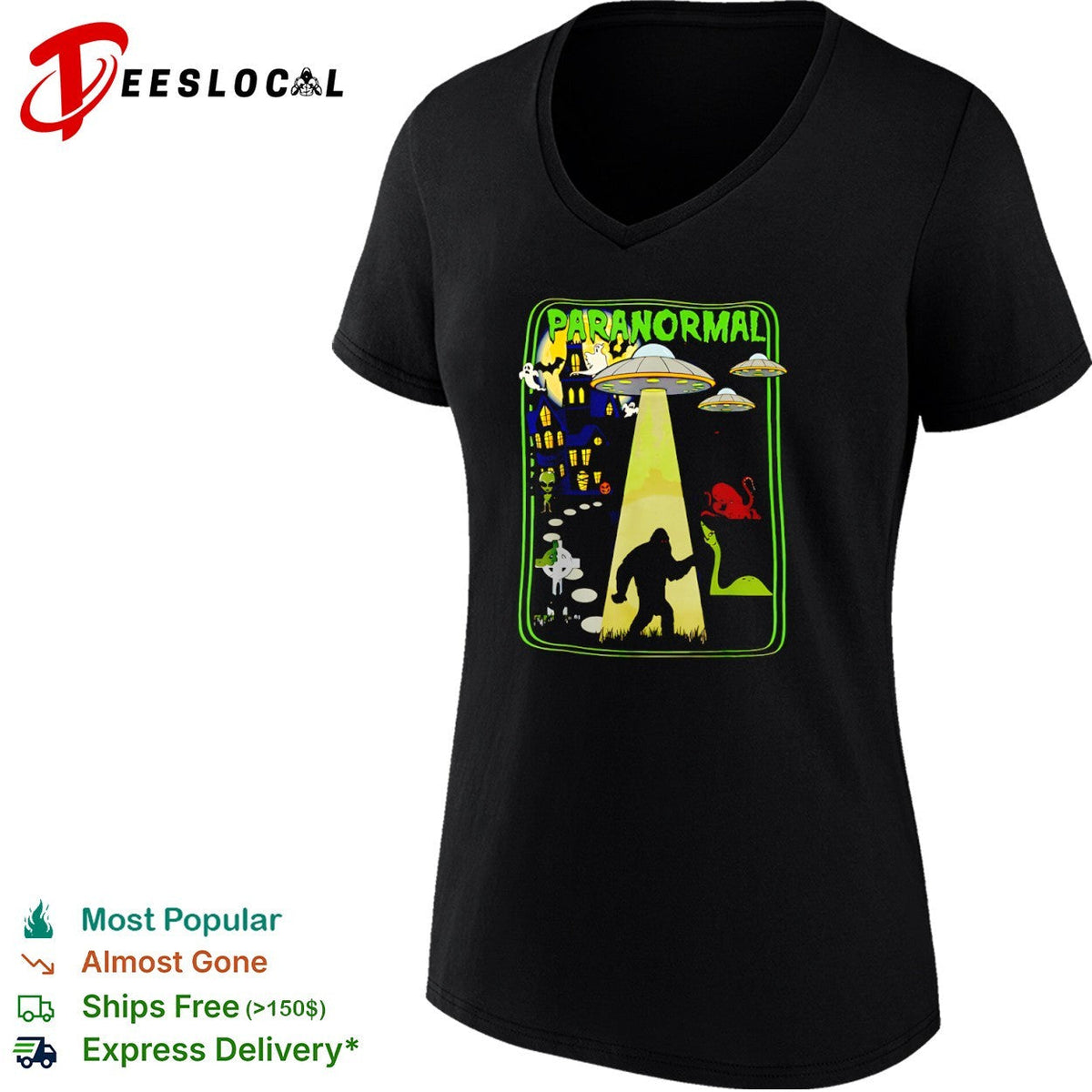 Paranormal Bigfoot UFO Ghost Loch Ness Monster Alien Kraken Cryptid Legend shirt Unisex