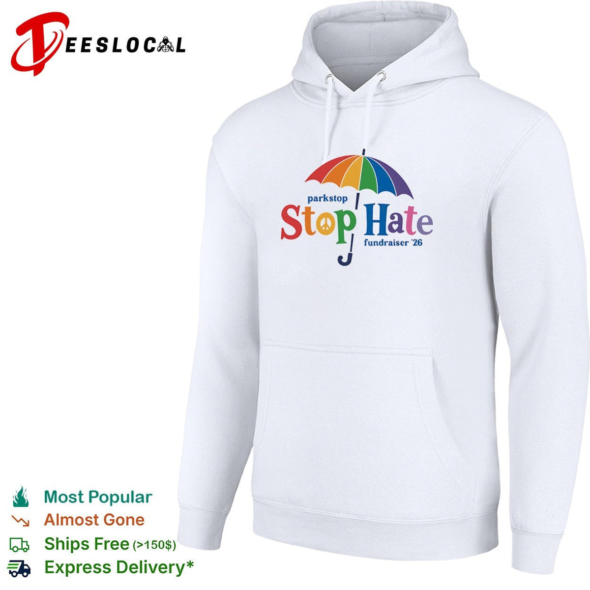 Parkstop Stop Hate fundraiser 26 Rainbow Umbrella Peace shirt Unisex