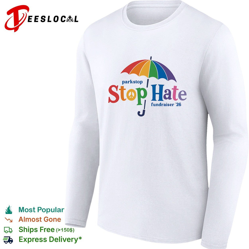Parkstop Stop Hate fundraiser 26 Rainbow Umbrella Peace shirt Unisex