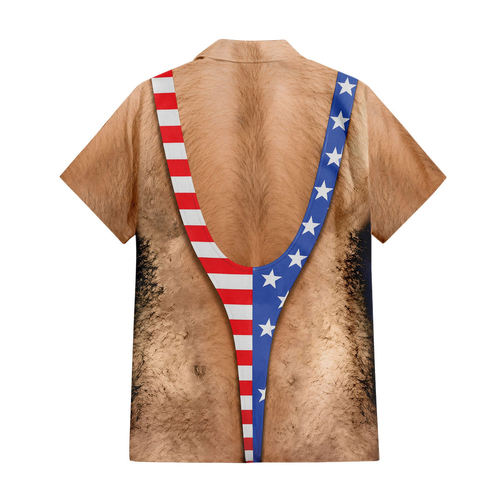 Patriotic Chest Hair Illusion 4th Of July Hawaiian T Shirt Unisex