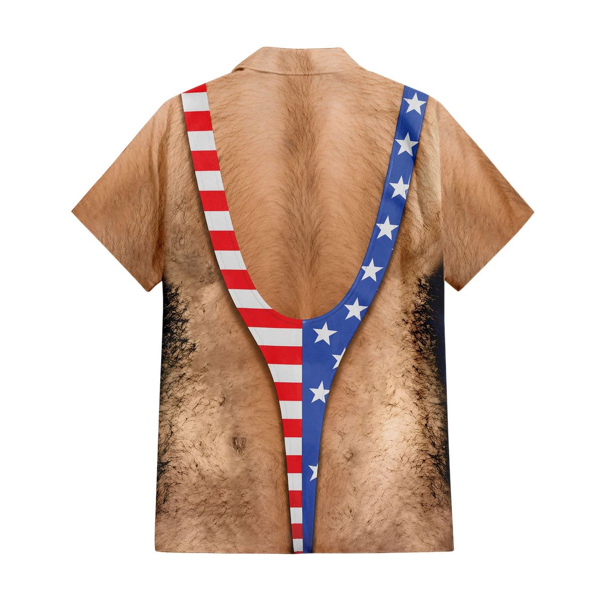 Patriotic Chest Hair Illusion 4th Of July Hawaiian T Shirt Unisex