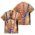 Patriotic Chest Hair Illusion 4th Of July Hawaiian T Shirt Unisex
