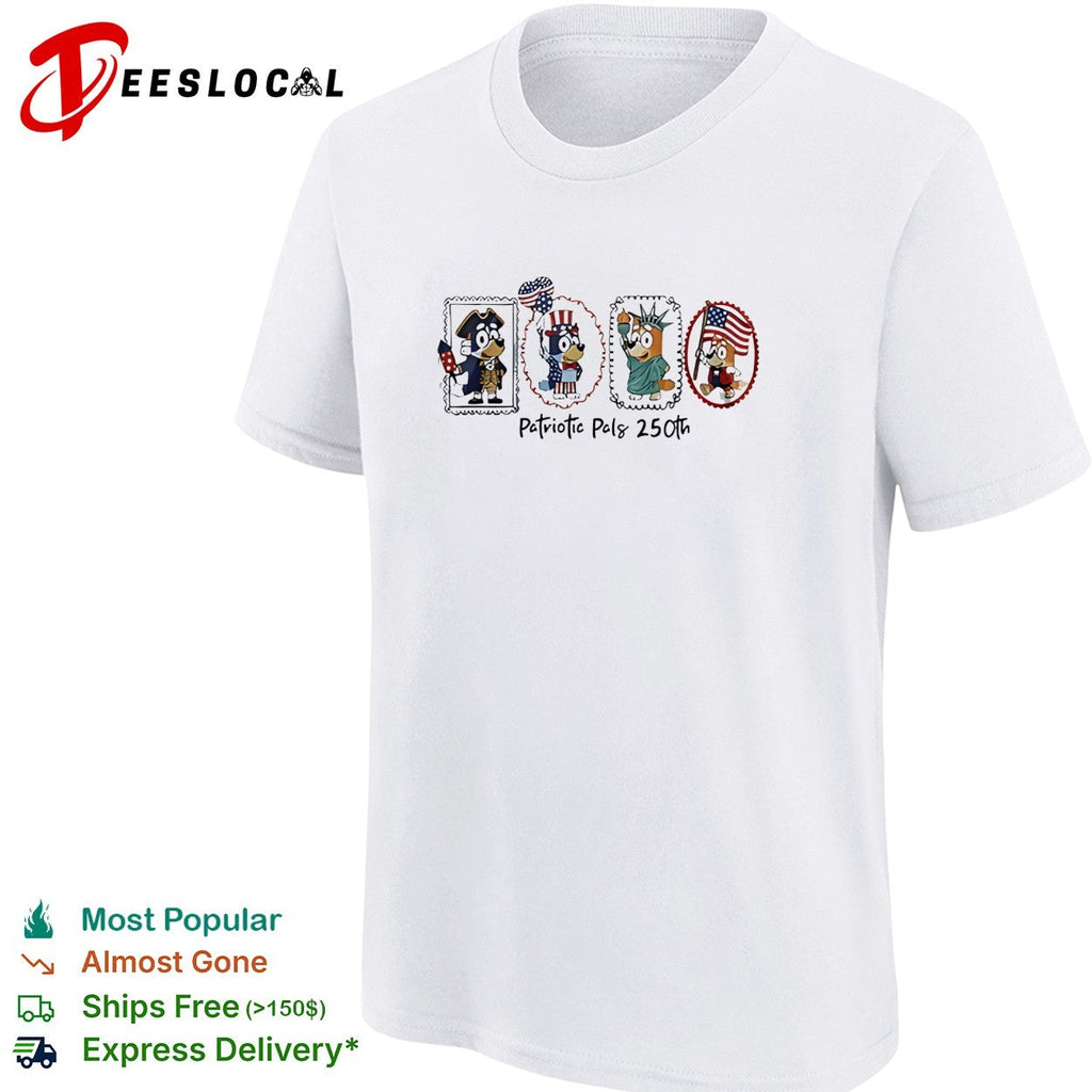Patriotic pals 250th cartoon ducks colonial costume stamp frame illustration shirt Unisex
