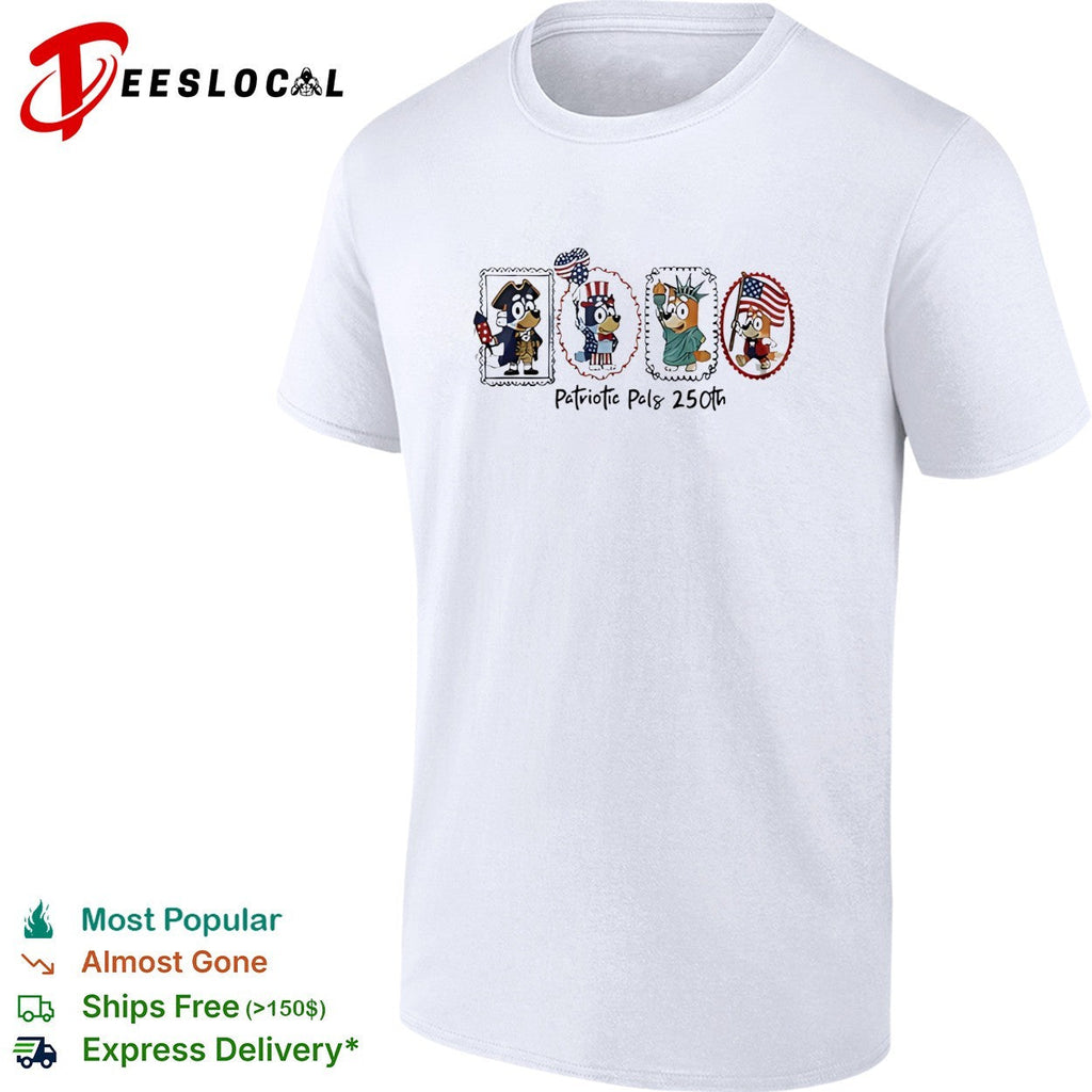 Patriotic pals 250th cartoon ducks colonial costume stamp frame illustration shirt Unisex
