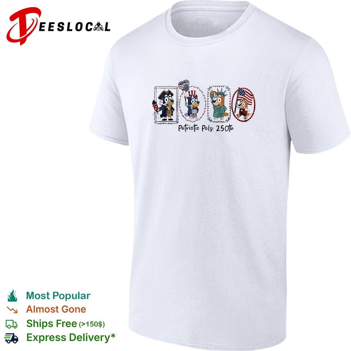 Patriotic pals 250th cartoon ducks colonial costume stamp frame illustration shirt Unisex