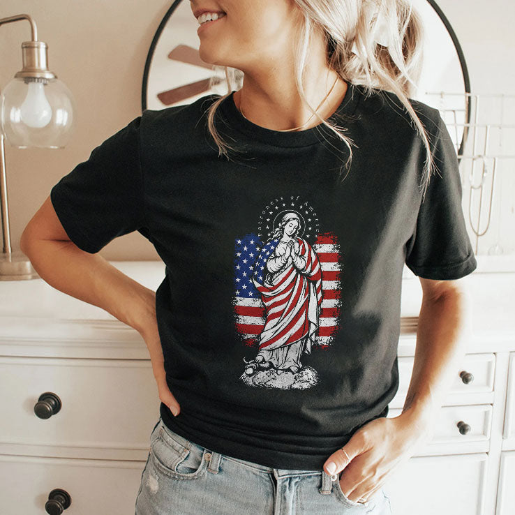 Patroness Of The USA Blessed Virgin Mary Catholic Art T Shirt Unisex