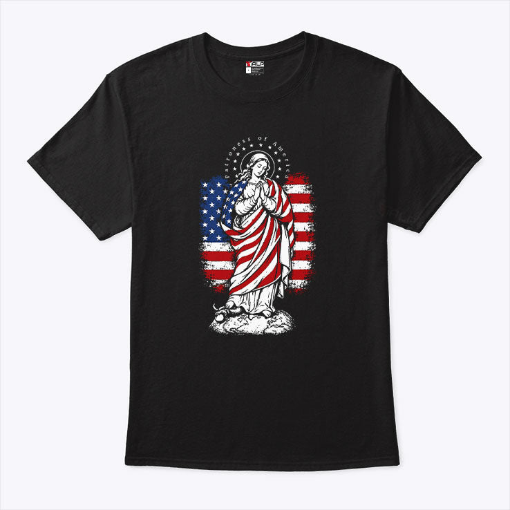 Patroness Of The USA Blessed Virgin Mary Catholic Art T Shirt Unisex