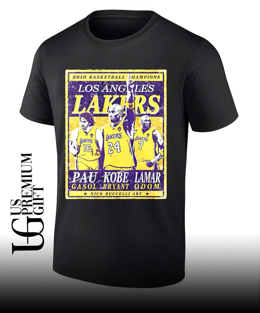 Pau Gasol Kobe Bryant and Lamar Odom Los Angeles Lakers 2010 NBA Champions shirt Unisex
