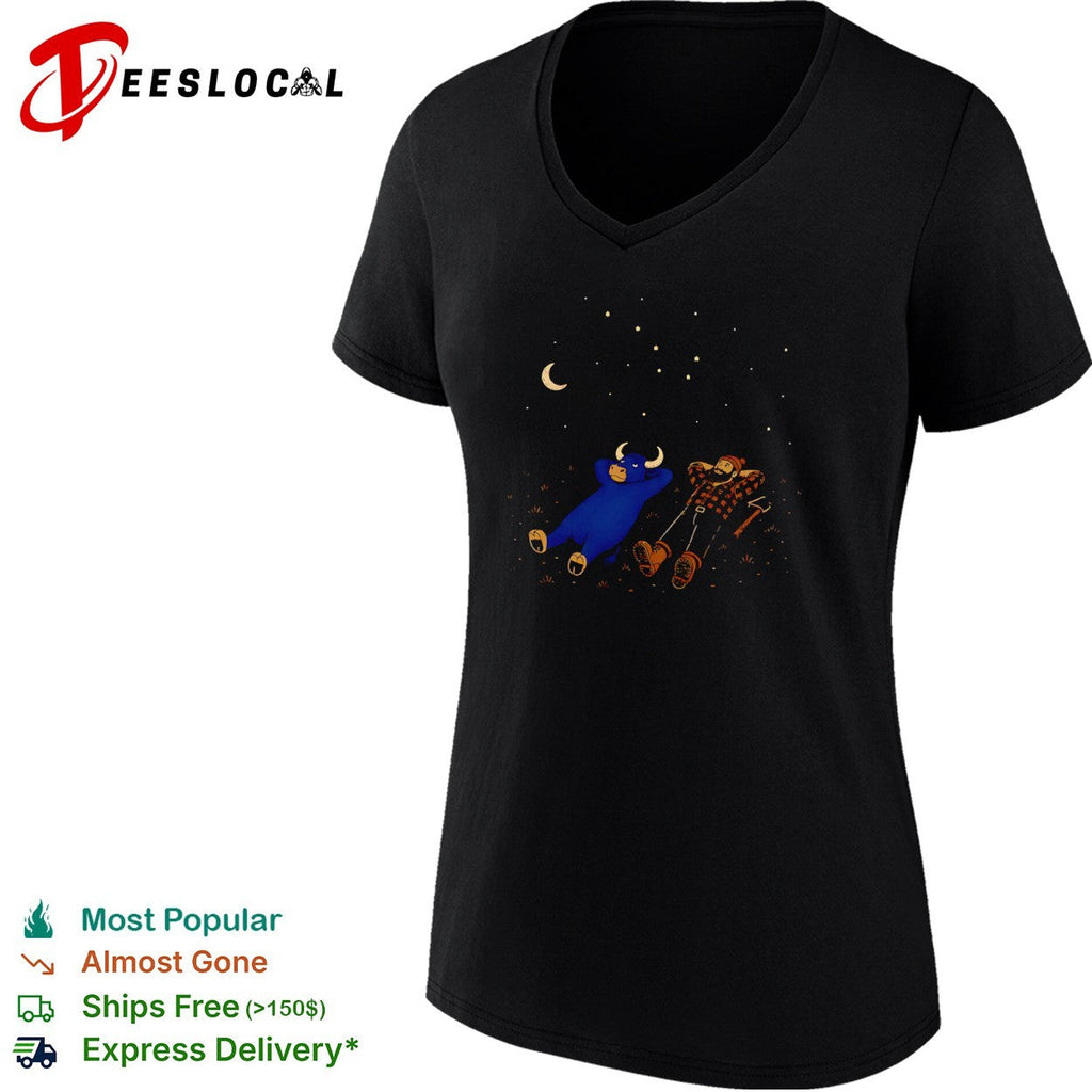 Paul Bunyan and Babe the Blue Ox Stargazing North Woods Legend Folklore Myth shirt Unisex