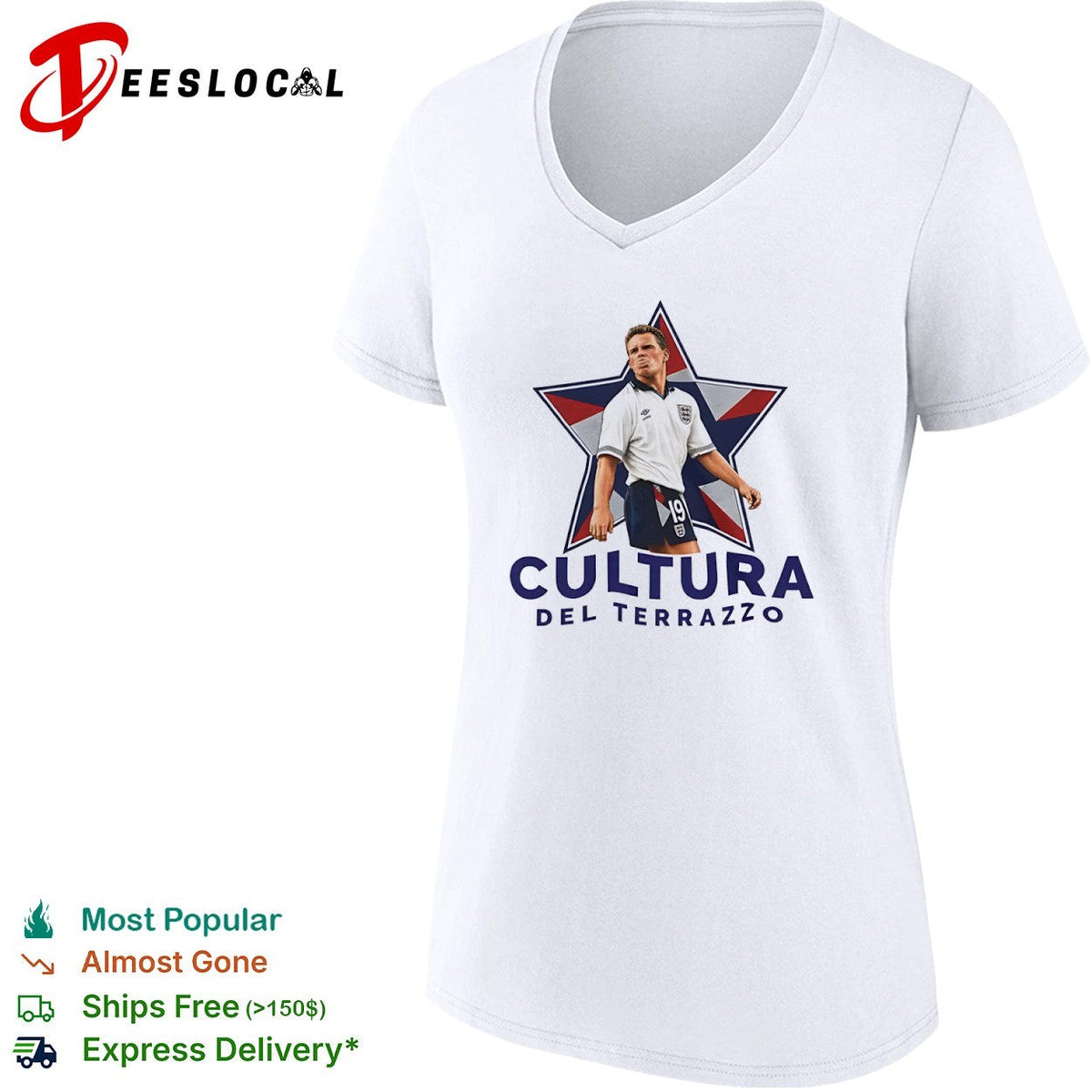 Paul Gascoigne England National Team Cultura del Terrazzo football soccer shirt Unisex