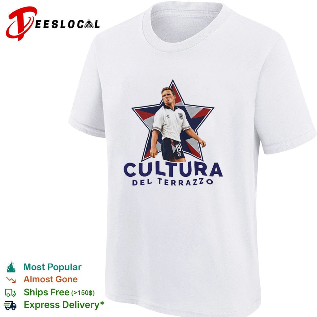 Paul Gascoigne England National Team Cultura del Terrazzo football soccer shirt Unisex