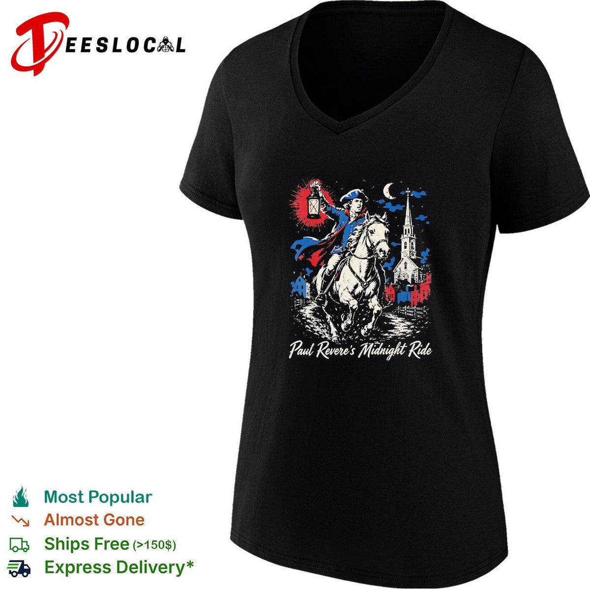 Paul Revere Midnight Ride American Revolutionary War Patriotic Historical Art shirt Unisex
