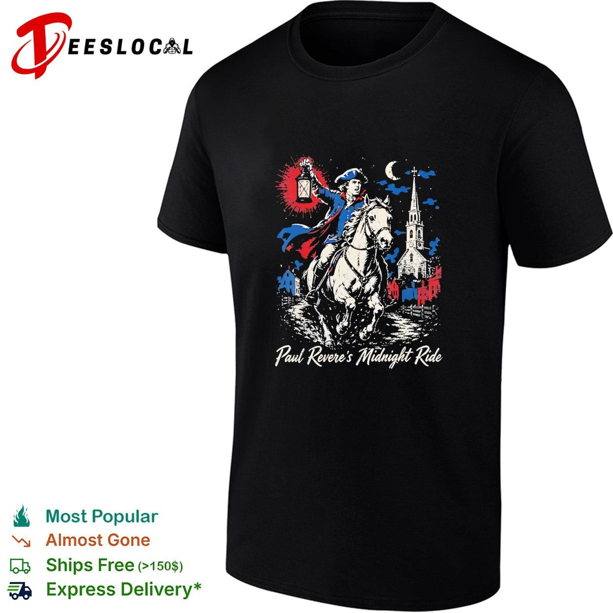 Paul Revere Midnight Ride American Revolutionary War Patriotic Historical Art shirt Unisex