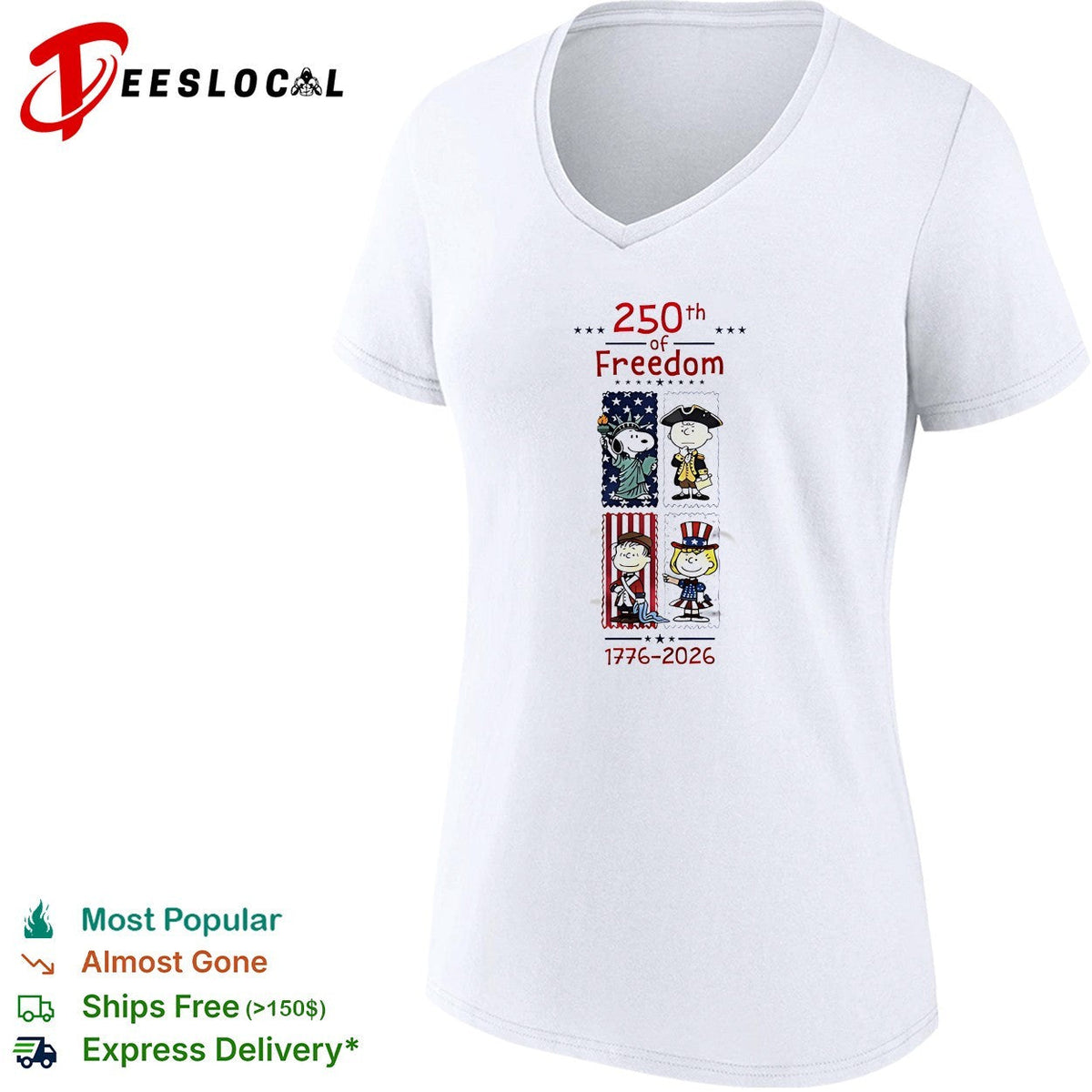 Peanuts characters 250th of freedom 1776 2026 patriotic stamp portraits shirt Unisex
