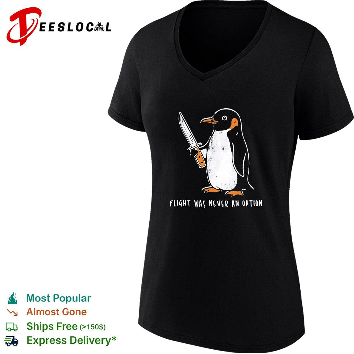 Penguin Flight Was Never An Option Knife Funny Meme Parody Animal Graphic shirt Unisex