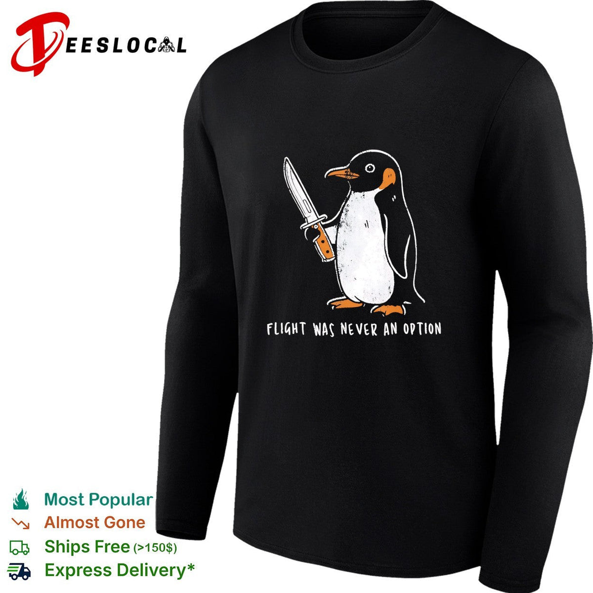 Penguin Flight Was Never An Option Knife Funny Meme Parody Animal Graphic shirt Unisex