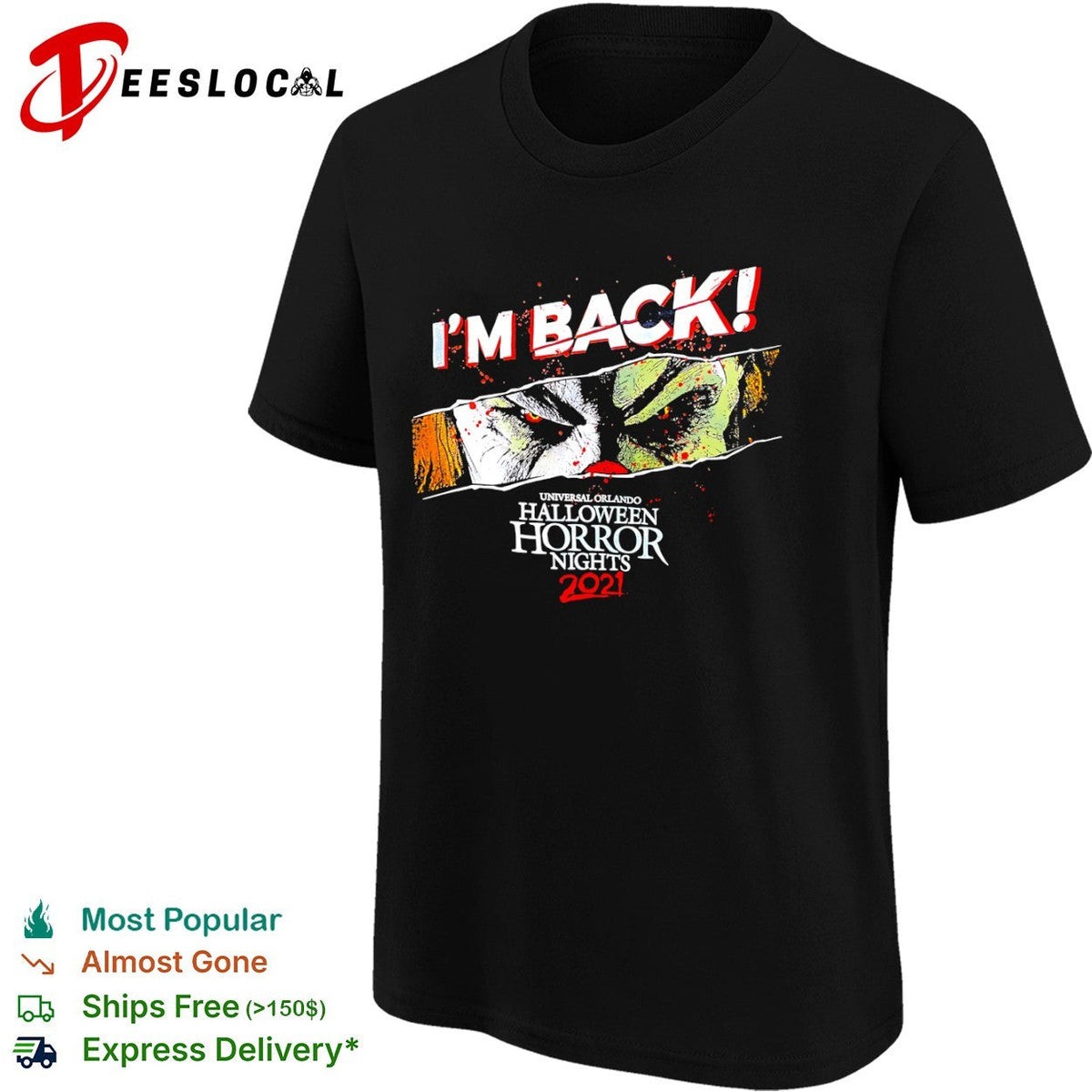 Pennywise IT I am back Universal Orlando Halloween Horror Nights 2021 shirt Unisex