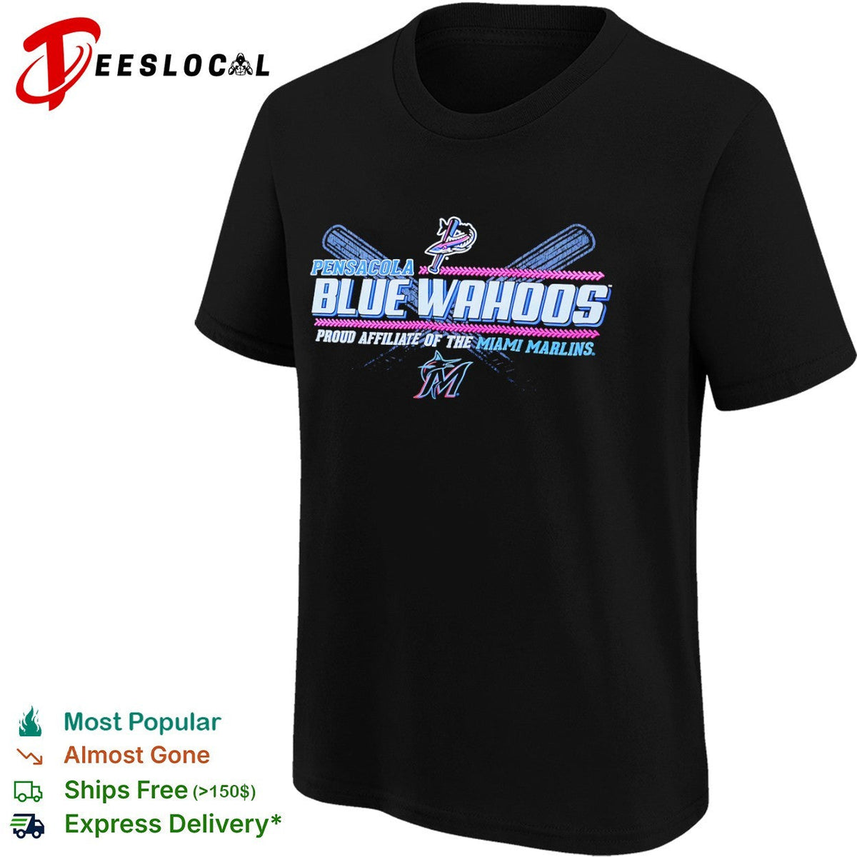 Pensacola Blue Wahoos Miami Marlins proud affiliate of the crossed bats shirt Unisex