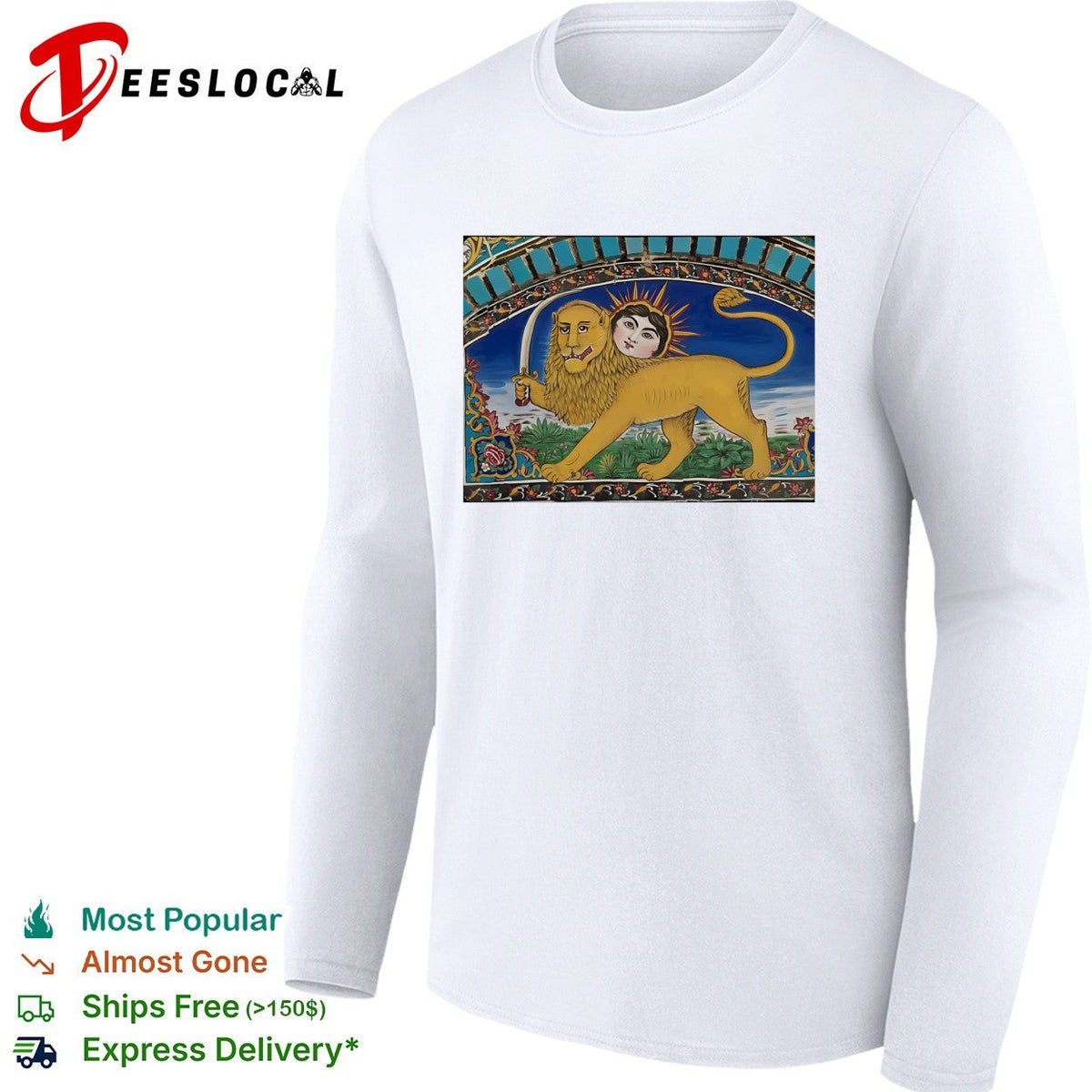Persian lion and sun ornate mosaic tile classical historic art shirt Unisex