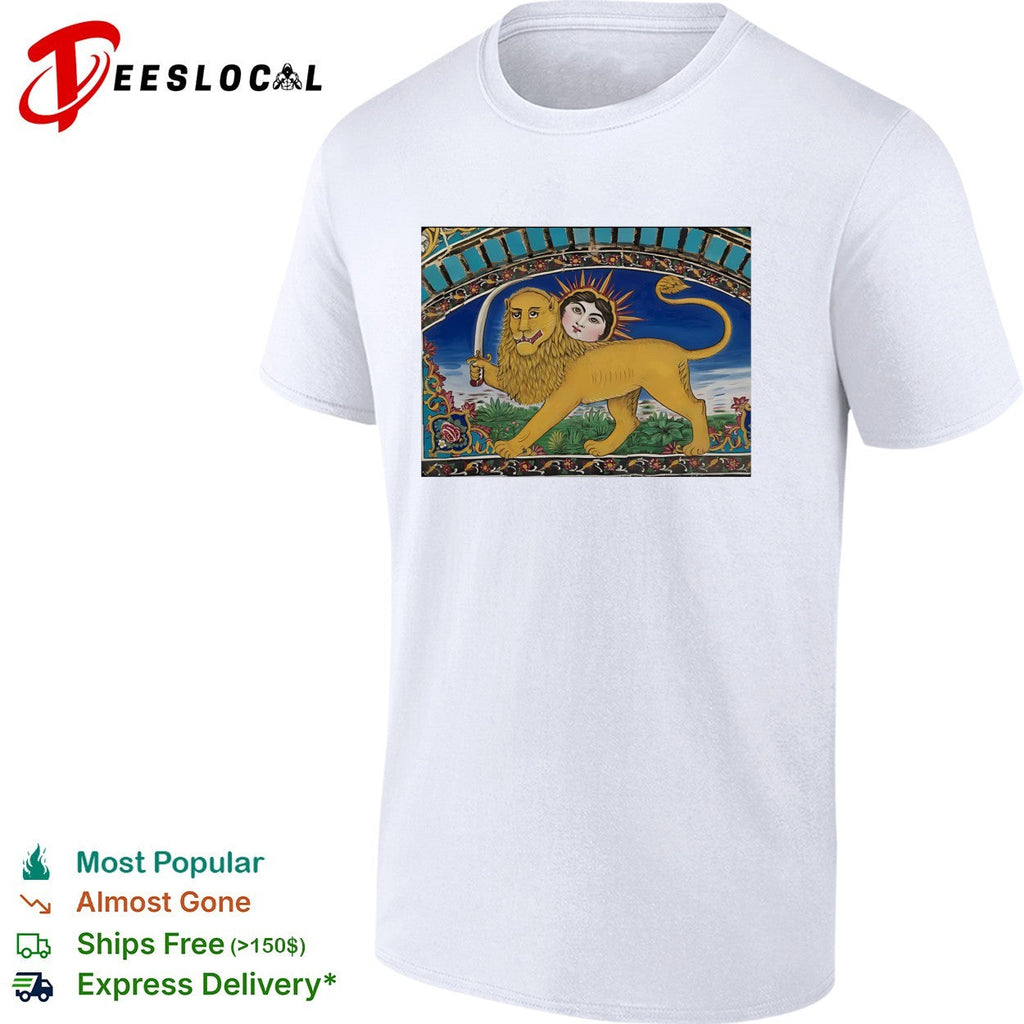 Persian lion and sun ornate mosaic tile classical historic art shirt Unisex
