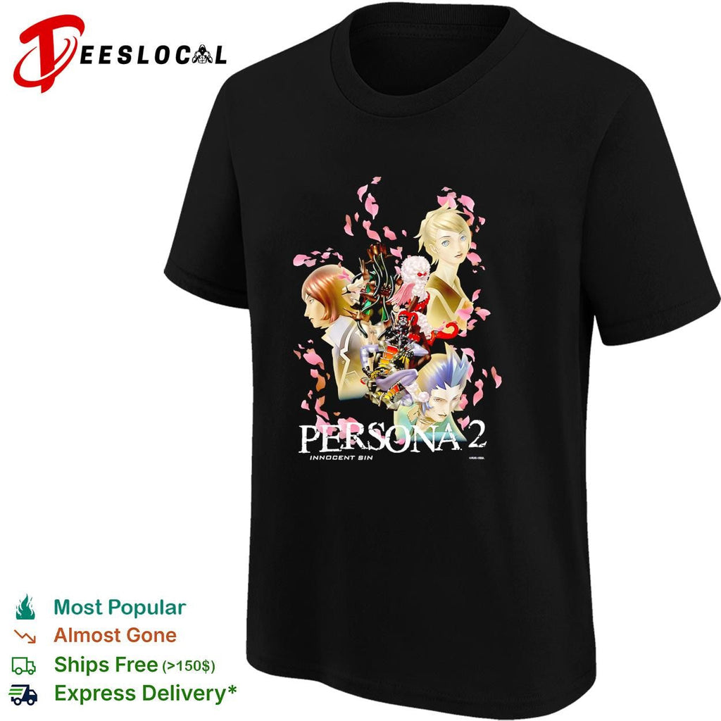Persona 2 Innocent Sin anime character collage poster shirt Unisex