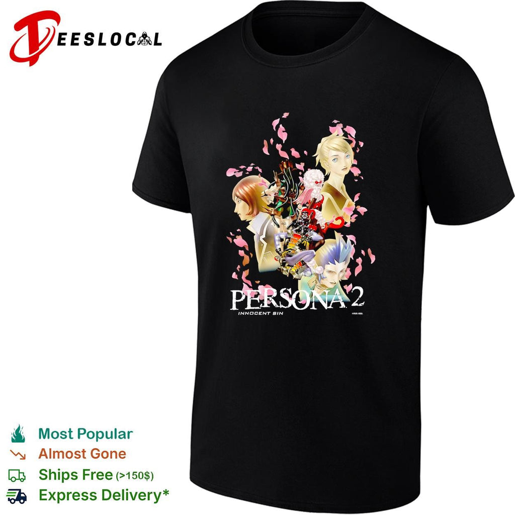Persona 2 Innocent Sin anime character collage poster shirt Unisex