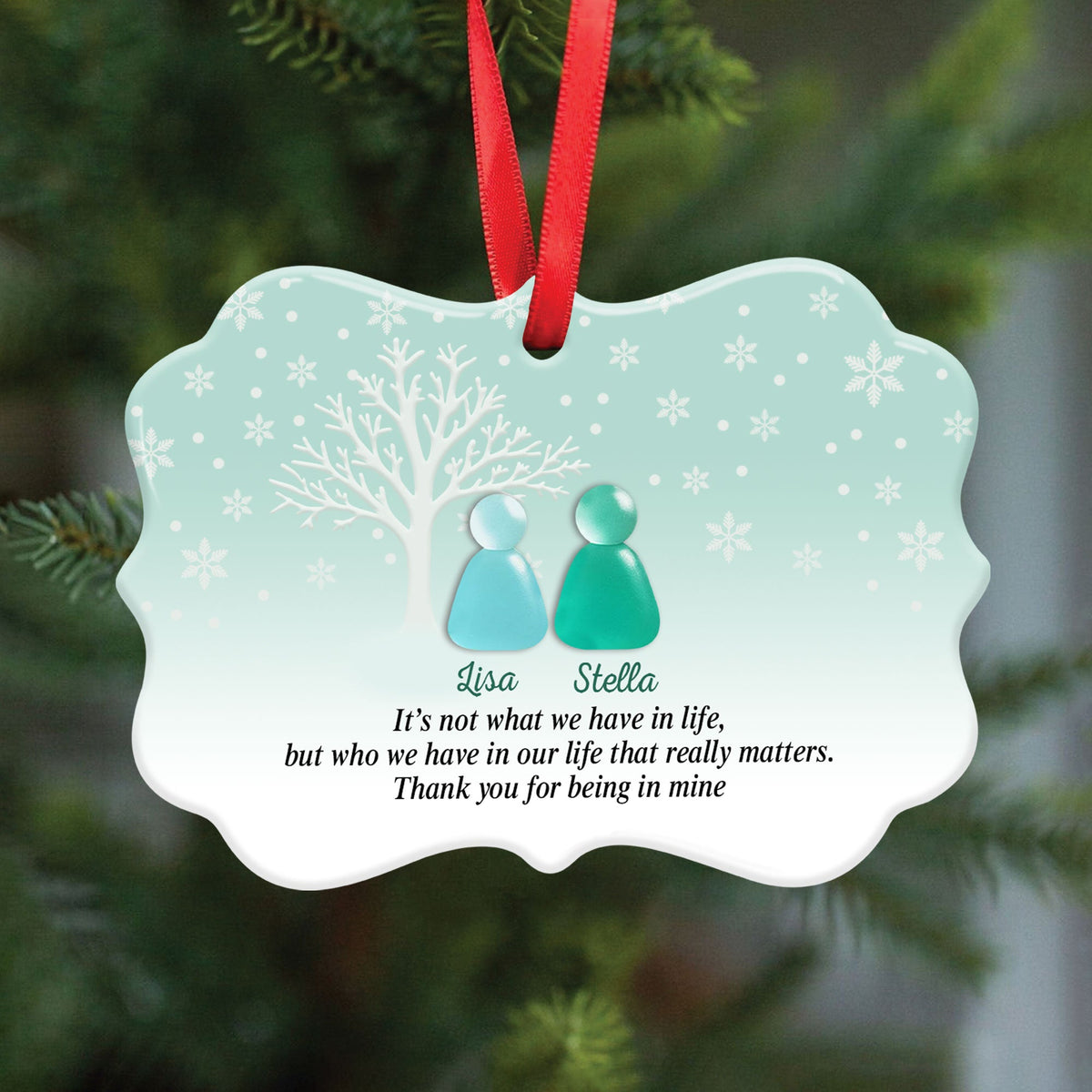 Personalized 2D Friendship Sea Glass Ceramic Ornament Unisex