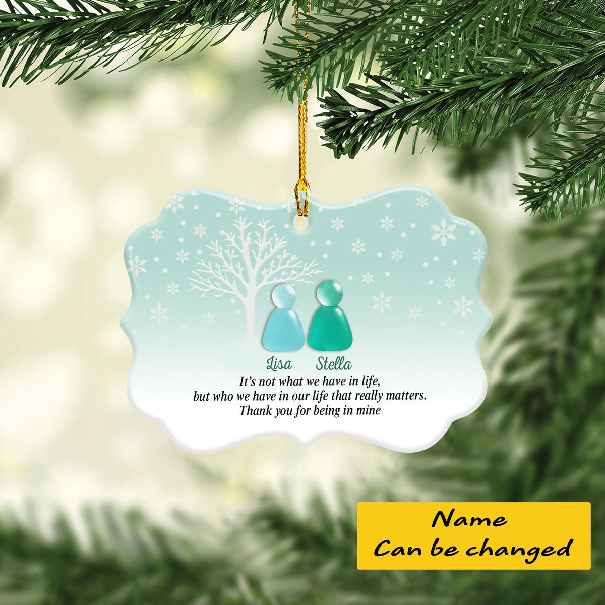 Personalized 2D Friendship Sea Glass Ceramic Ornament Unisex