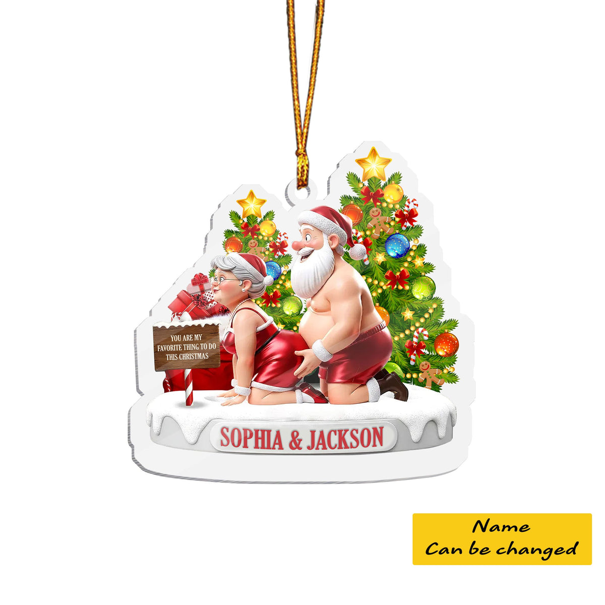 Personalized Funny Couple 2D Flat Ornament Unisex