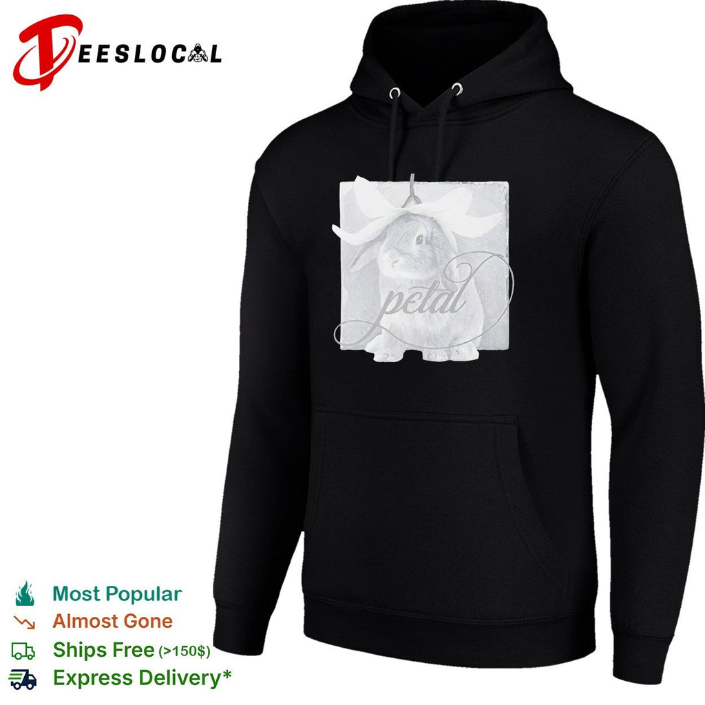 Petal Rabbit with Flower Headpiece on Square Tile Black and White Art Shirt Unisex