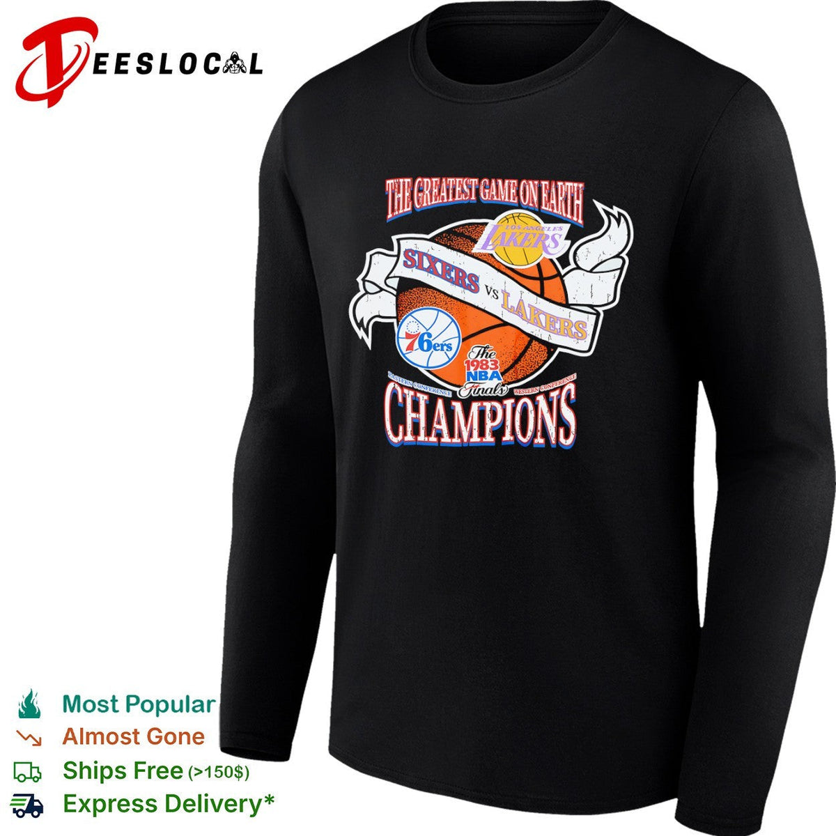 Philadelphia 76ers vs Los Angeles Lakers The 1983 NBA Finals Champions Graphic shirt Unisex