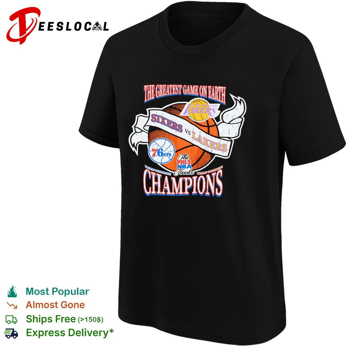 Philadelphia 76ers vs Los Angeles Lakers The 1983 NBA Finals Champions Graphic shirt Unisex
