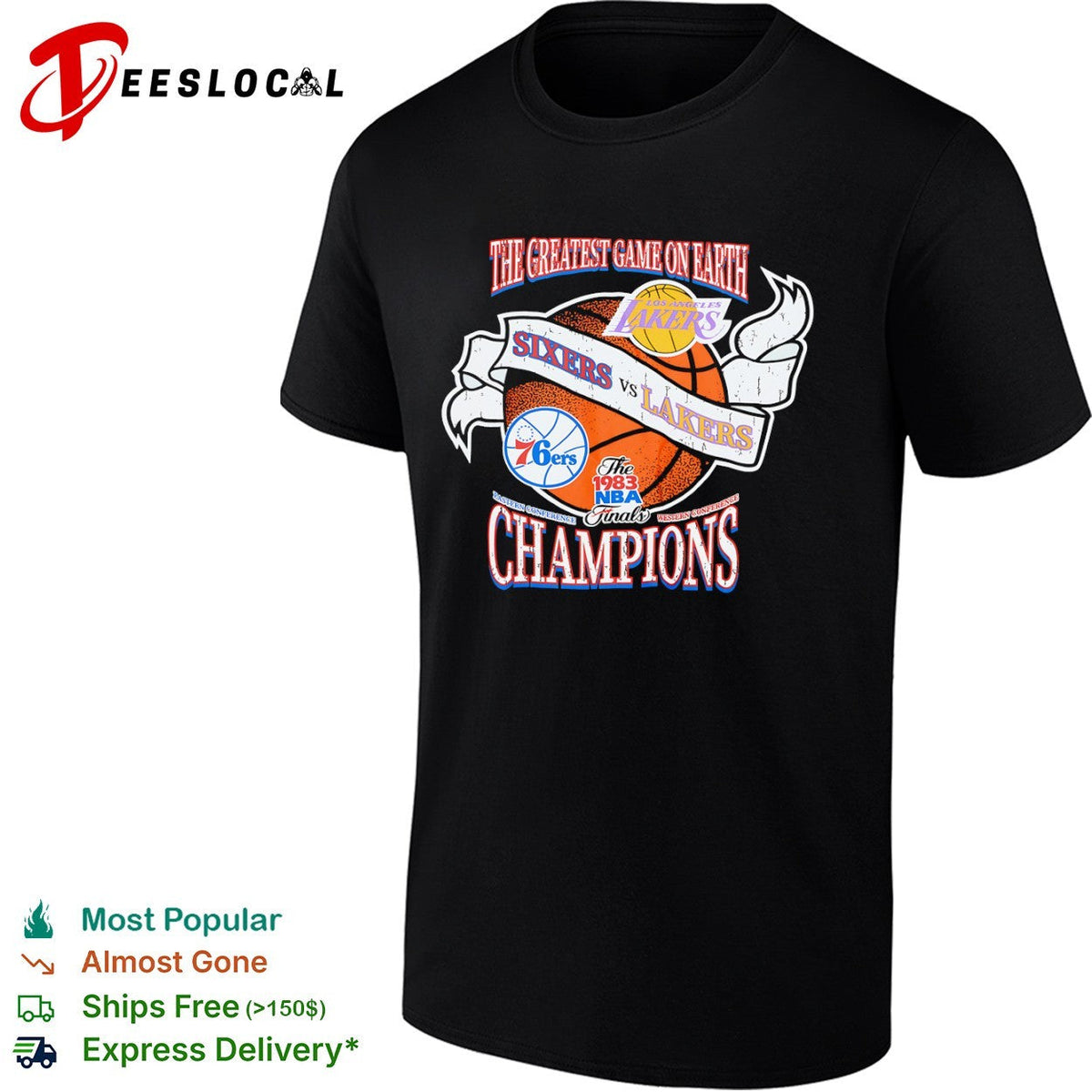 Philadelphia 76ers vs Los Angeles Lakers The 1983 NBA Finals Champions Graphic shirt Unisex