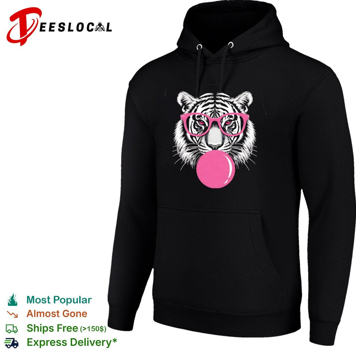 Pink Glasses Bubblegum Tiger Face Pop Art Illustration Print shirt Unisex