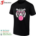 Pink Glasses Bubblegum Tiger Face Pop Art Illustration Print shirt Unisex