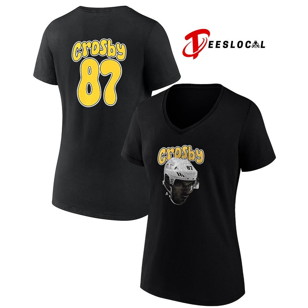 Pittsburgh Penguins Sidney Crosby portrait name and number shirt Unisex