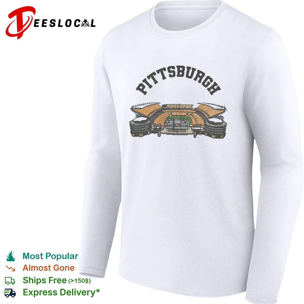Pittsburgh football stadium aerial illustration arch text vintage art shirt Unisex