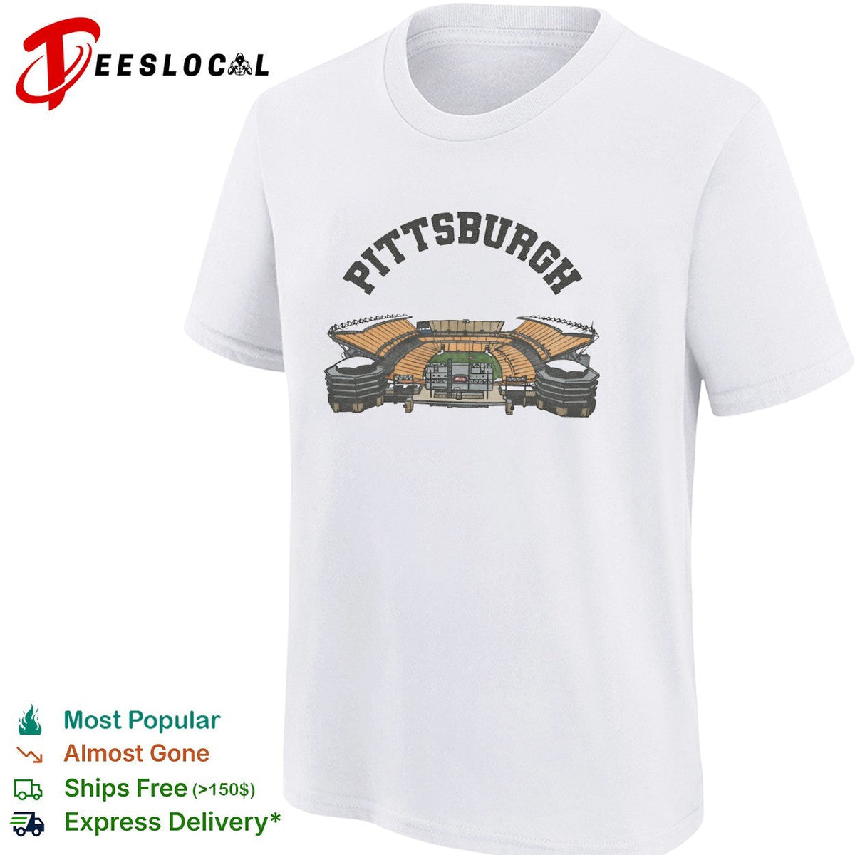 Pittsburgh football stadium aerial illustration arch text vintage art shirt Unisex